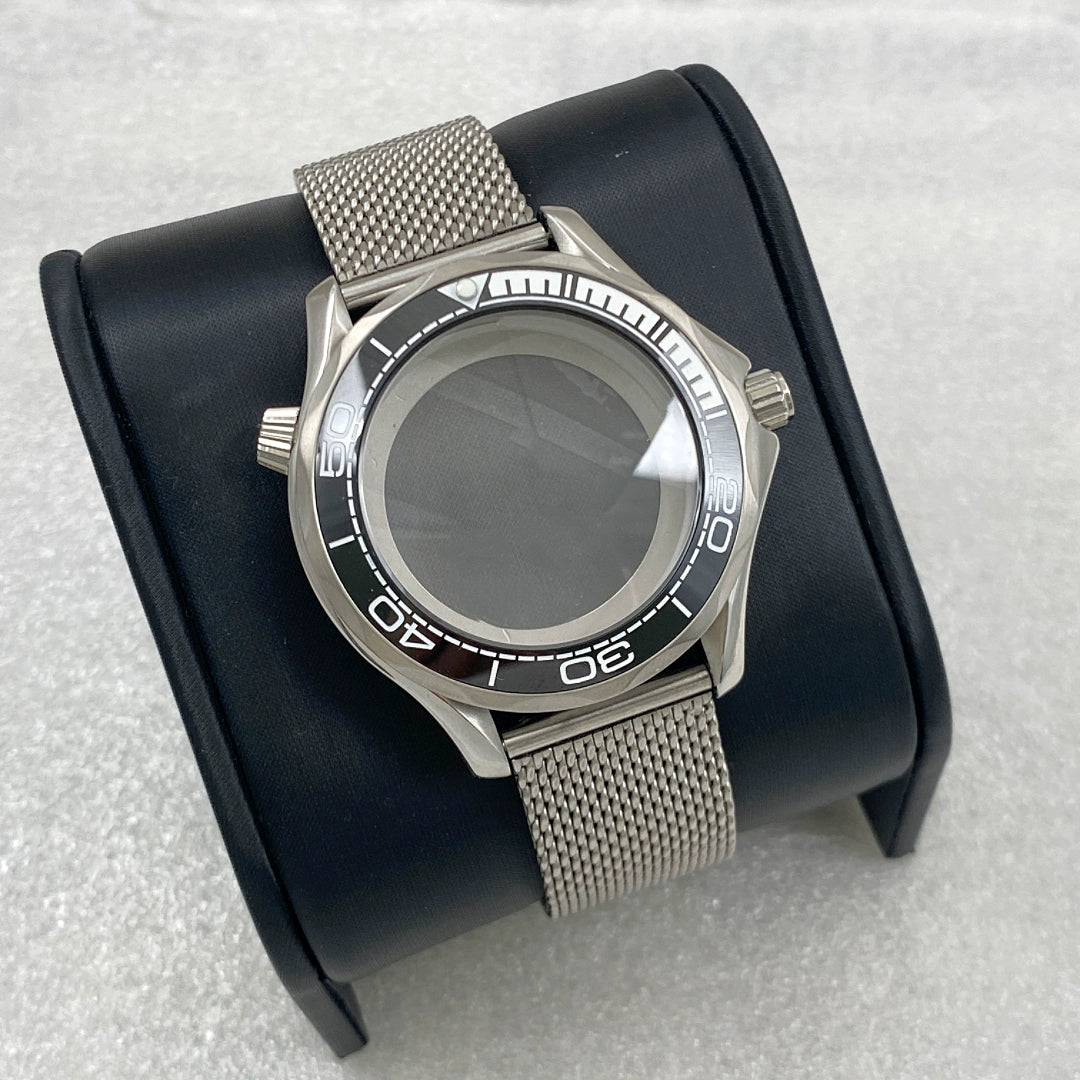 41mm改造シーマスター300ケースメッシュベルトサファイアガラスNH35ムーブメントに適合ステンレススチールケース