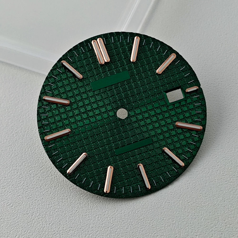 Full Sterile 31.8mm Waffle Dial green luminous dial for NH35 mechanical movement PRX Royal Oak AP etc