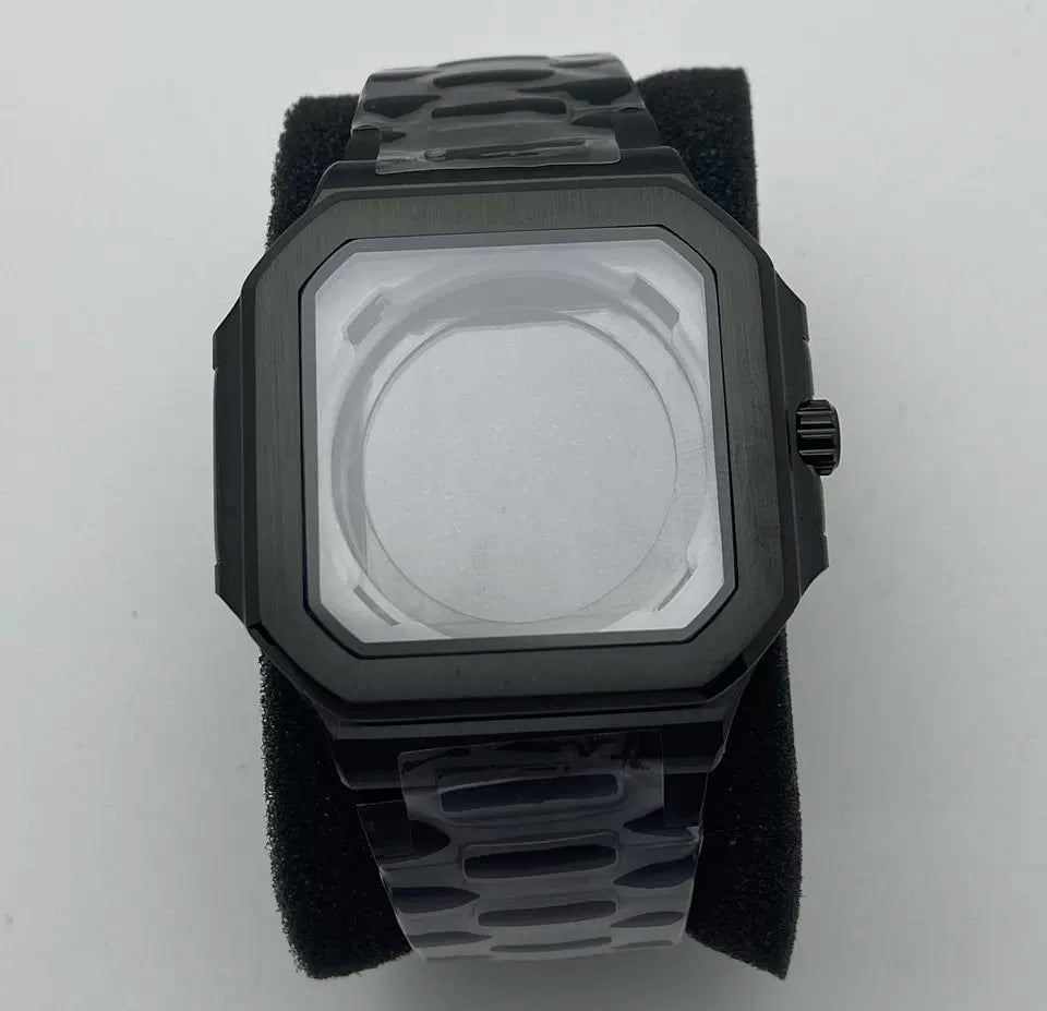 42mm Black Cubitus Watch Case gold rose gold two tones Glassback square case for 29.5mm dial NH35/36 movement Sapphire 5ATM
