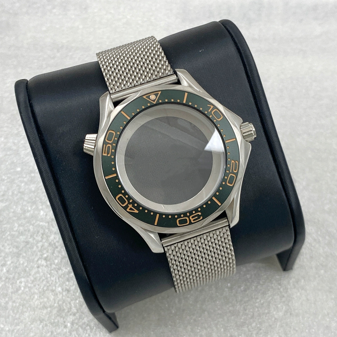 41mm改造シーマスター300ケースメッシュベルトサファイアガラスNH35ムーブメントに適合ステンレススチールケース