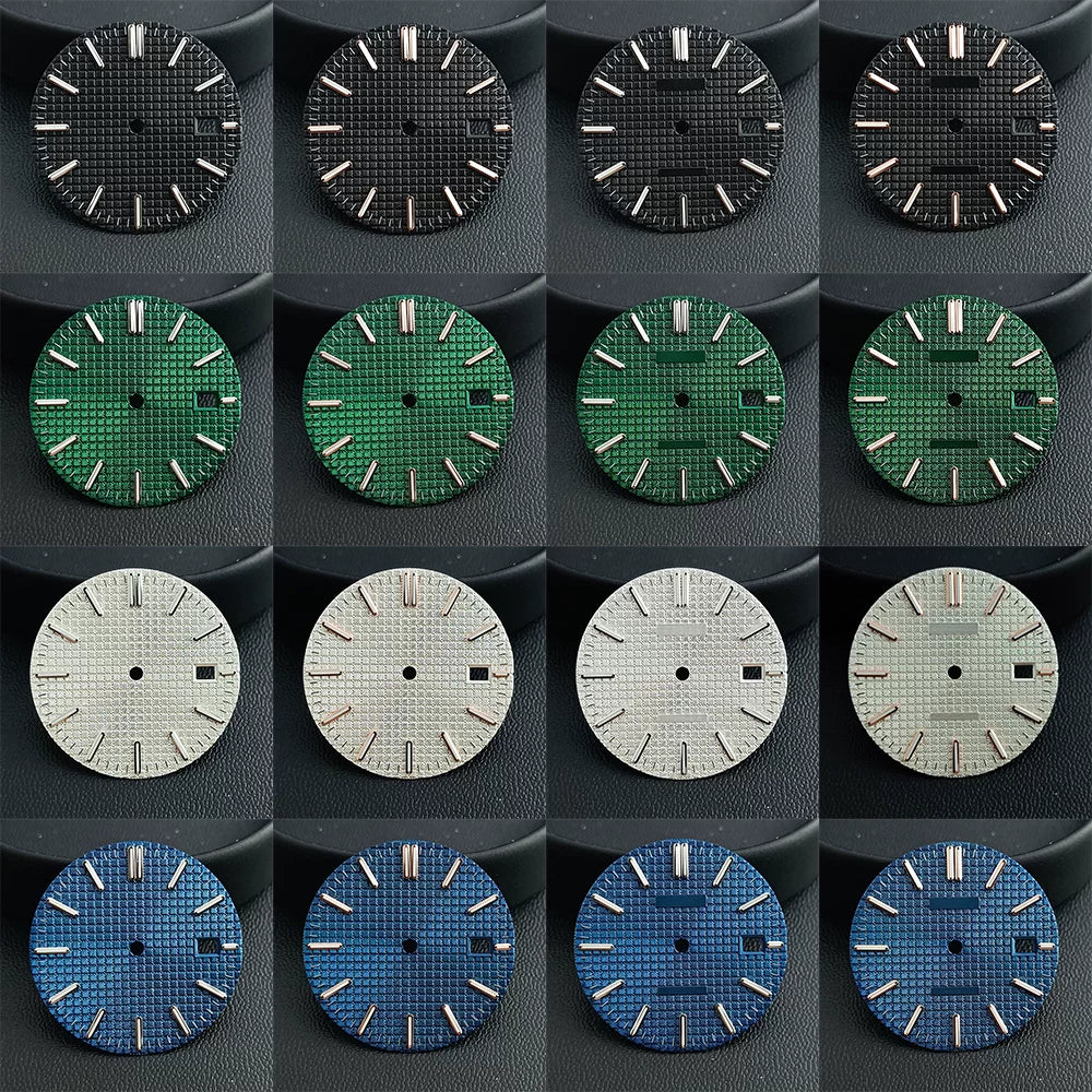 31.8mm Waffle Watch Dial no logo Sterile Green luminous for NH35