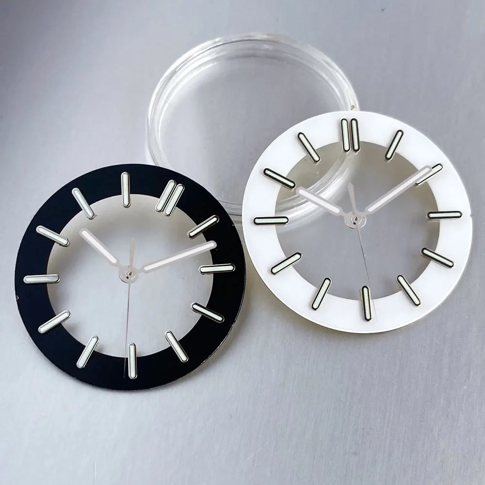29MM skeleton watch dial Transparent fits NH35 NH38 NH70 NH71 NH72 green luminous nails