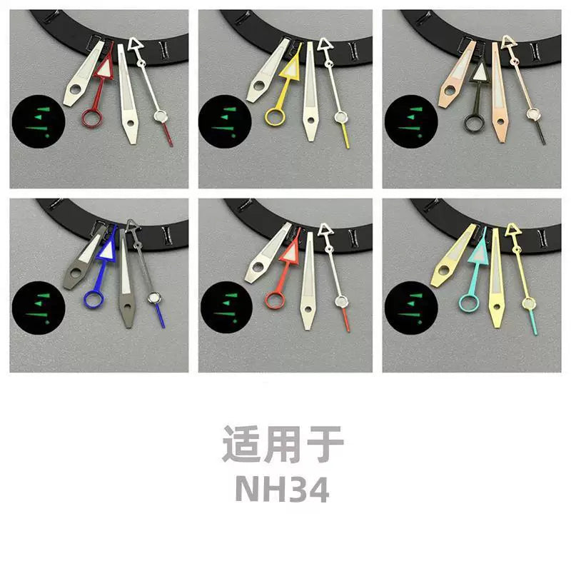 NH34 GMT Hands For TMI NH34 movement four-pin green luminous