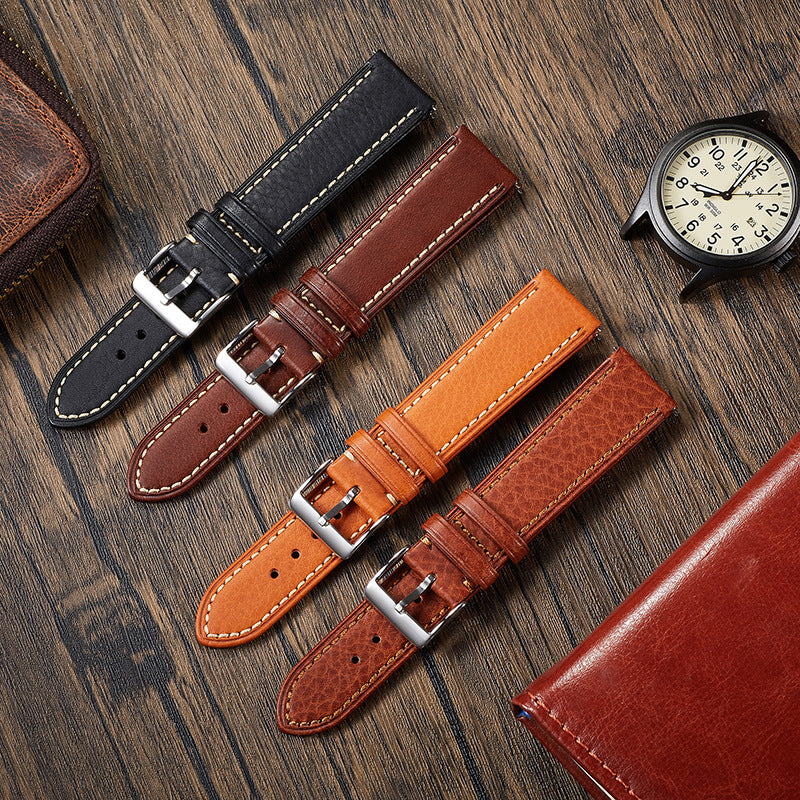 Italian vegetable tanned leather strap quick release watch 