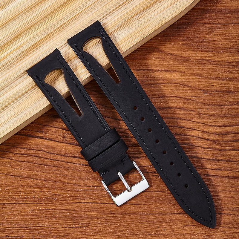 Hollow Summer Leather Strap Crazy Horse Universal 20/21/22/24MM Perforated Breathable Soft band