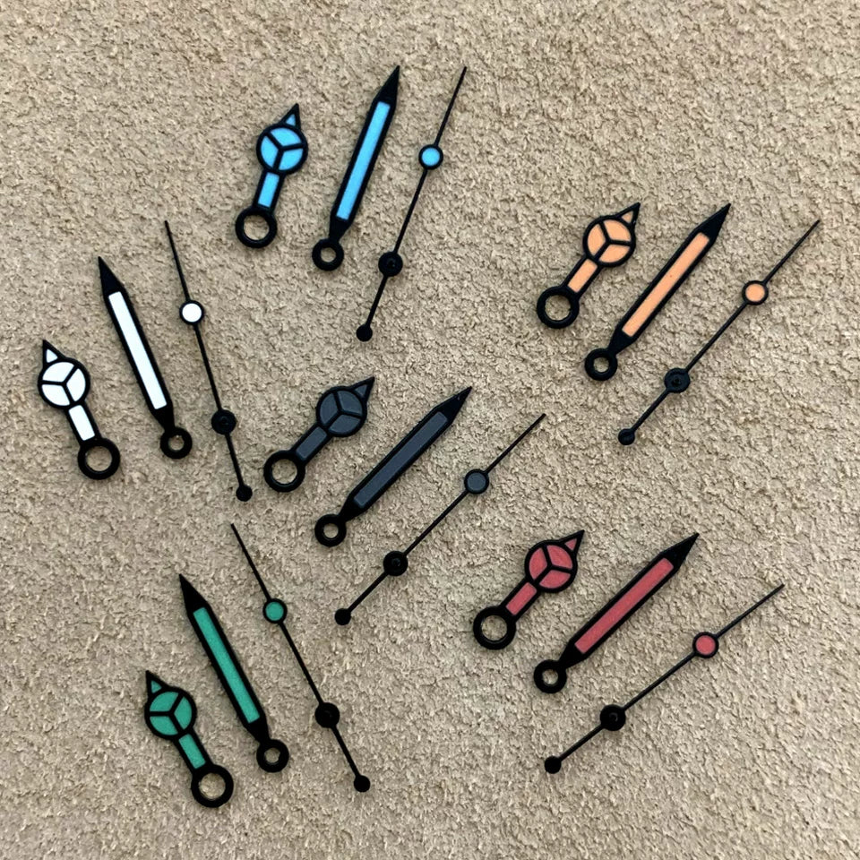 Green luminous Watch Hands Benz Style needle black hands red blue