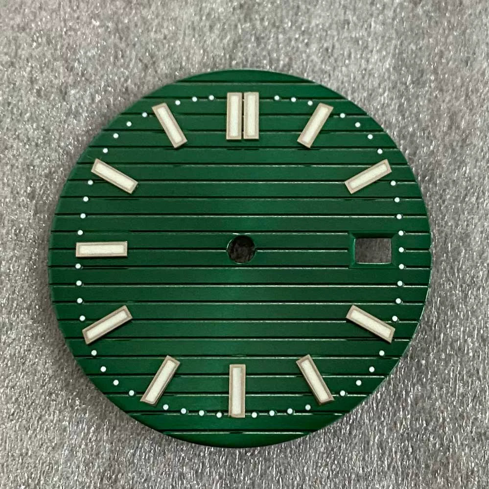 30.5mm Nautilus Dial NH35 green luminous strip nail 3 Crown Only