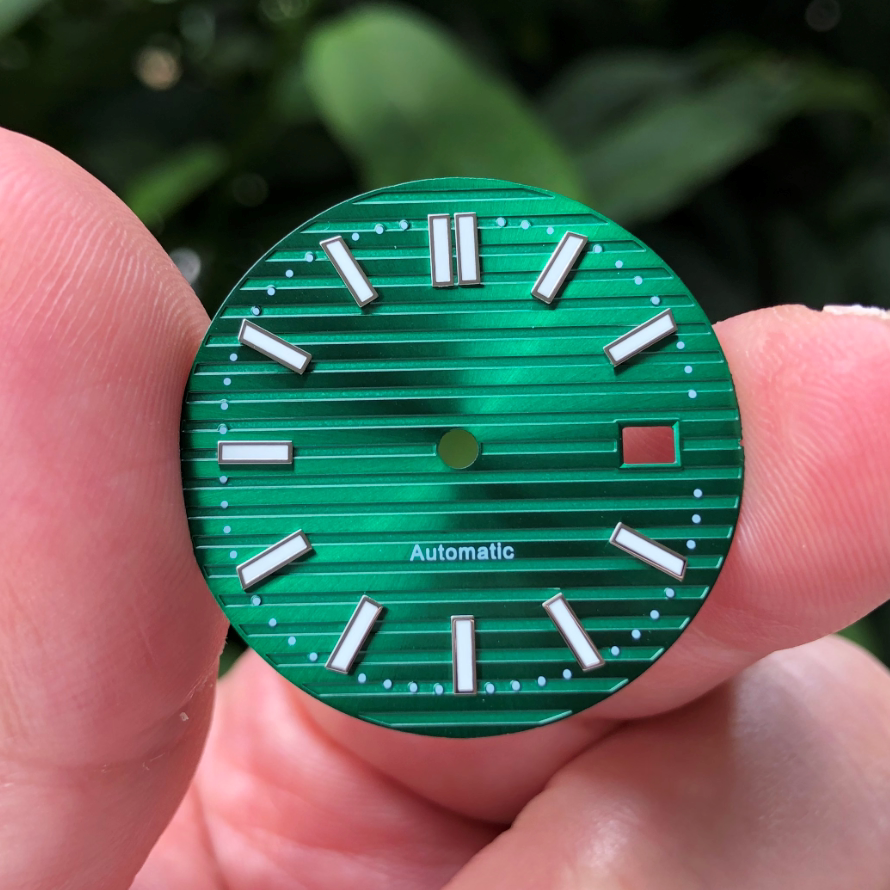 30.5MM Nautilus Dial For ETA2824 P5000 SW200 automatic movement Light blue Lume Brass