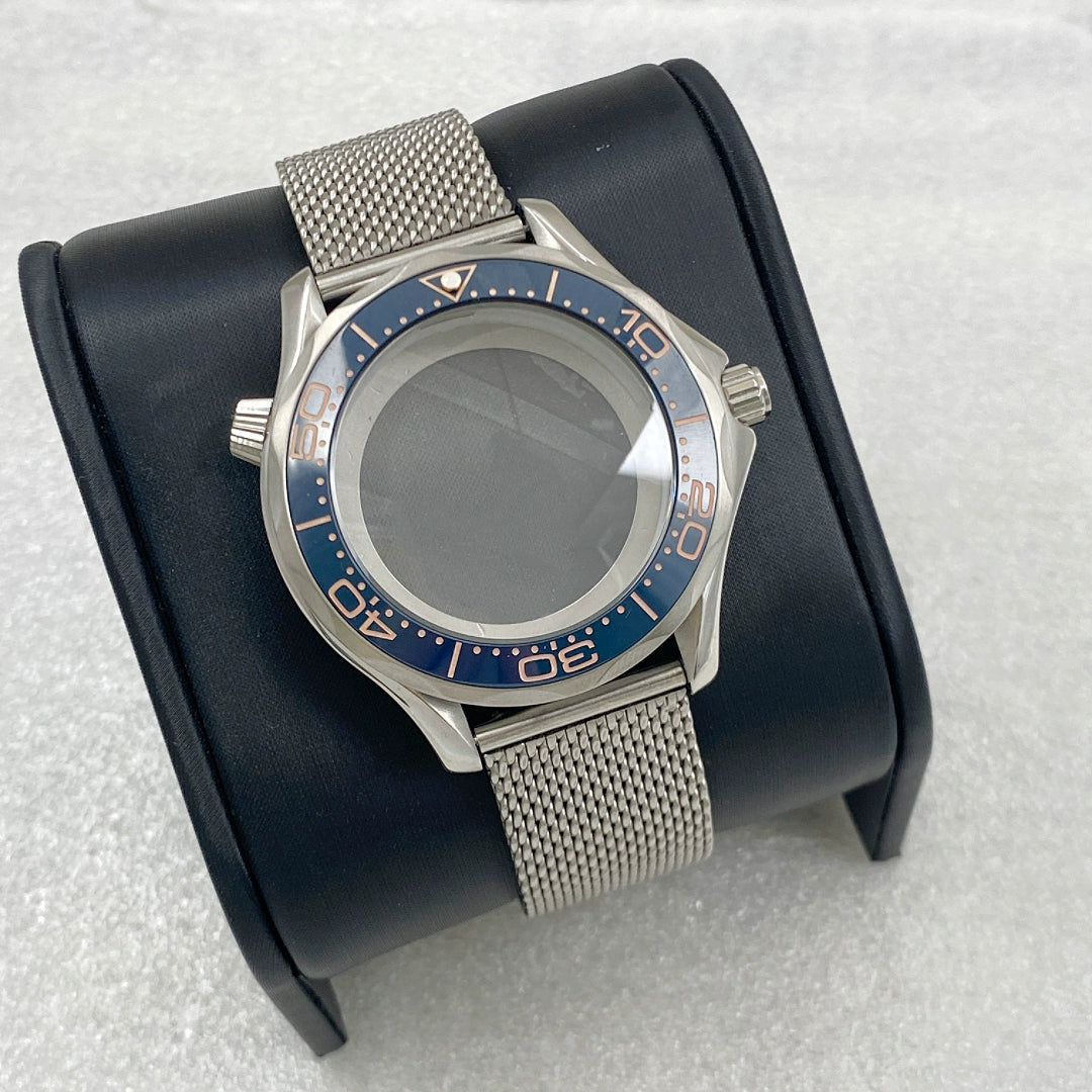 41mm改造シーマスター300ケースメッシュベルトサファイアガラスNH35ムーブメントに適合ステンレススチールケース