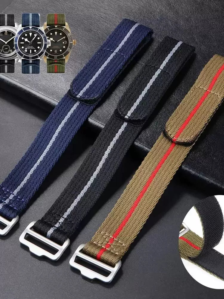 Japanese buckle elastic nylon strap 20mm 22mm long or shorter middel line suitable for any fit watches