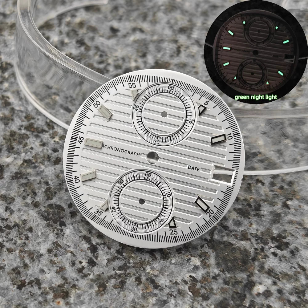 30mm VK61 Dial Chronograph Multifunctional Surface Nautilus Modified Green Luminous Watch Accessories
