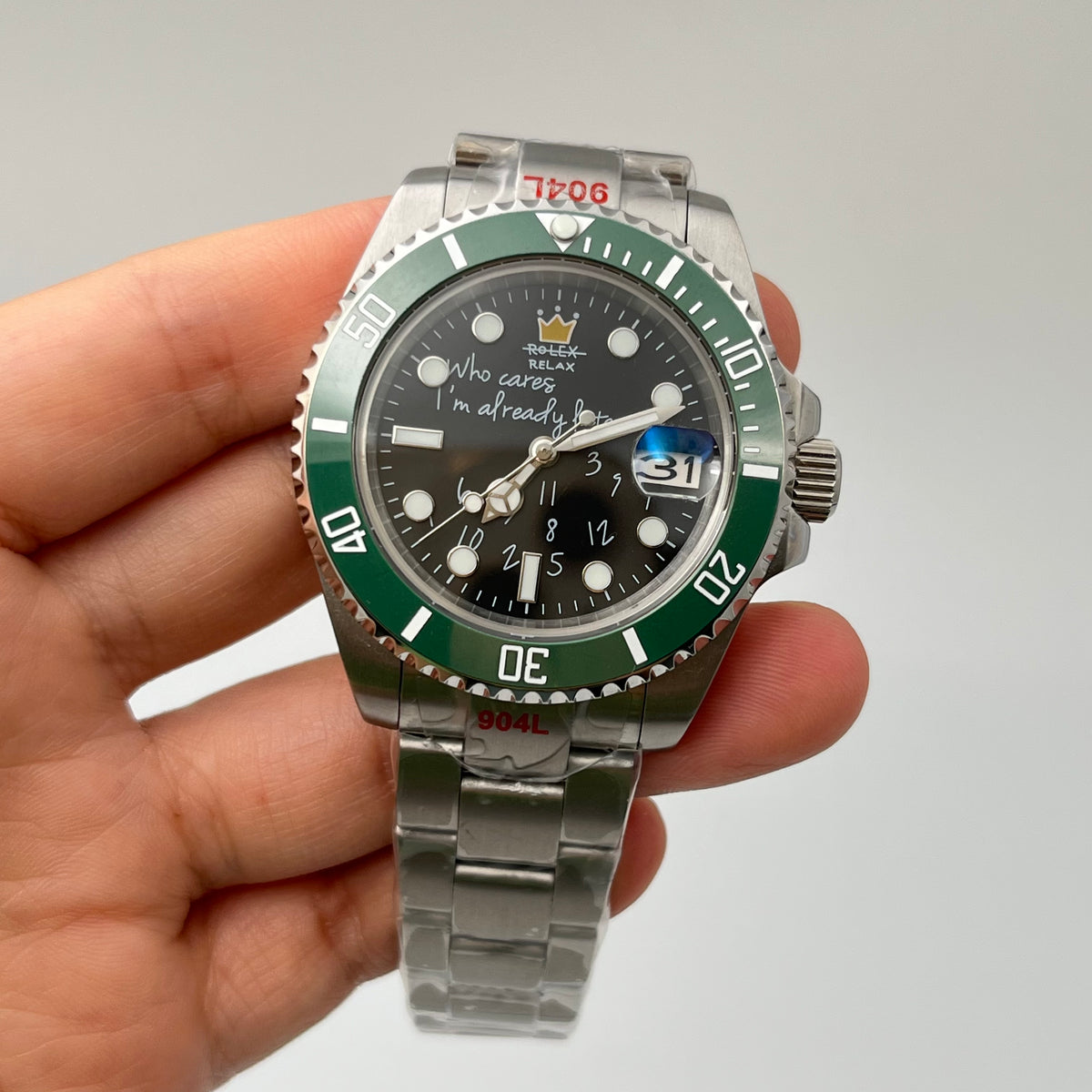 40MM Submariner Watch Who Cares I'm Already Late dial Japan TMI NH35 movement sapphire 10ATM