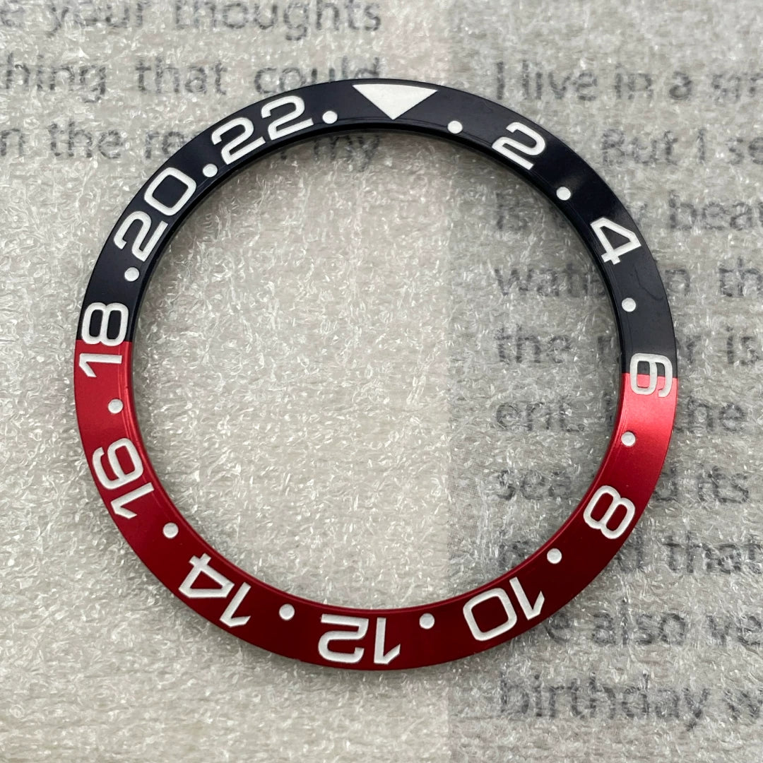 GMT Bezel Insert aluminum bezel 38mm x 30.6mm for GMT MASTER etc case pepsi
