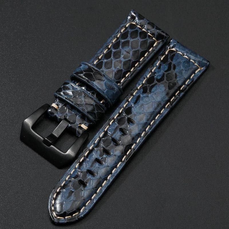 Handmade Snake Leather Strap Skin 20mm 22 24 26MM Textured Genuine Leather band