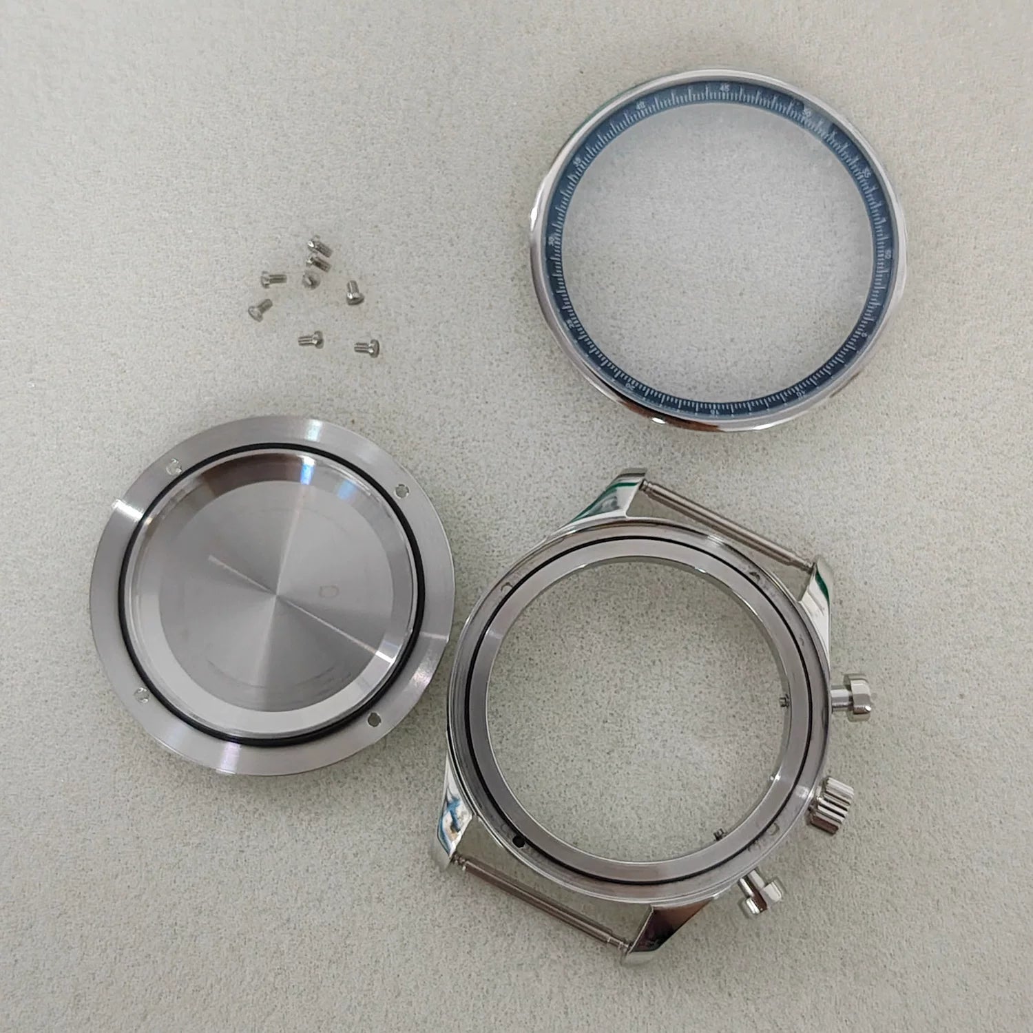 41mm Chronograph watch case for vk63 quartz Movement 316l stainless steel mineral glass