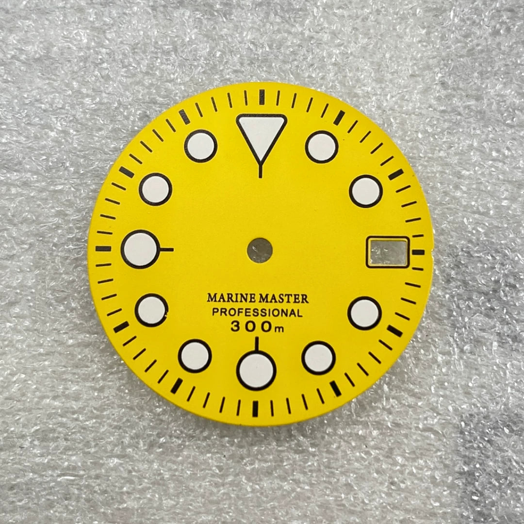 28.5MM SKX007 dial Marine Master round nail green luminous surface suitable for NH35 movement