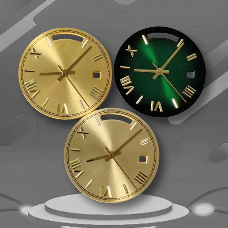 Miyota 8285 Watch accessories dual calendar dial 30.8MM gold nail , no luminous light,with handset