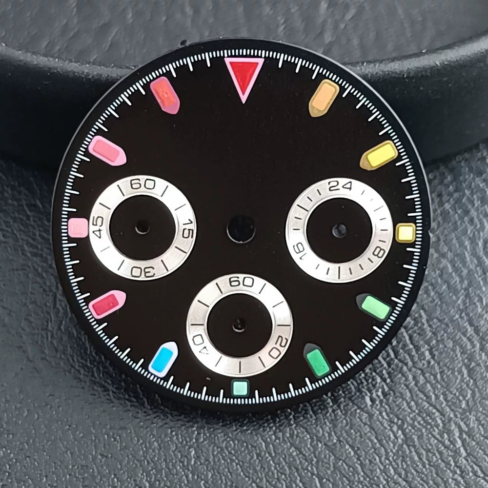 29Mm VK63 Dial luminous suitable for multi-function quartz movement Chronograph and supports customized logo.
