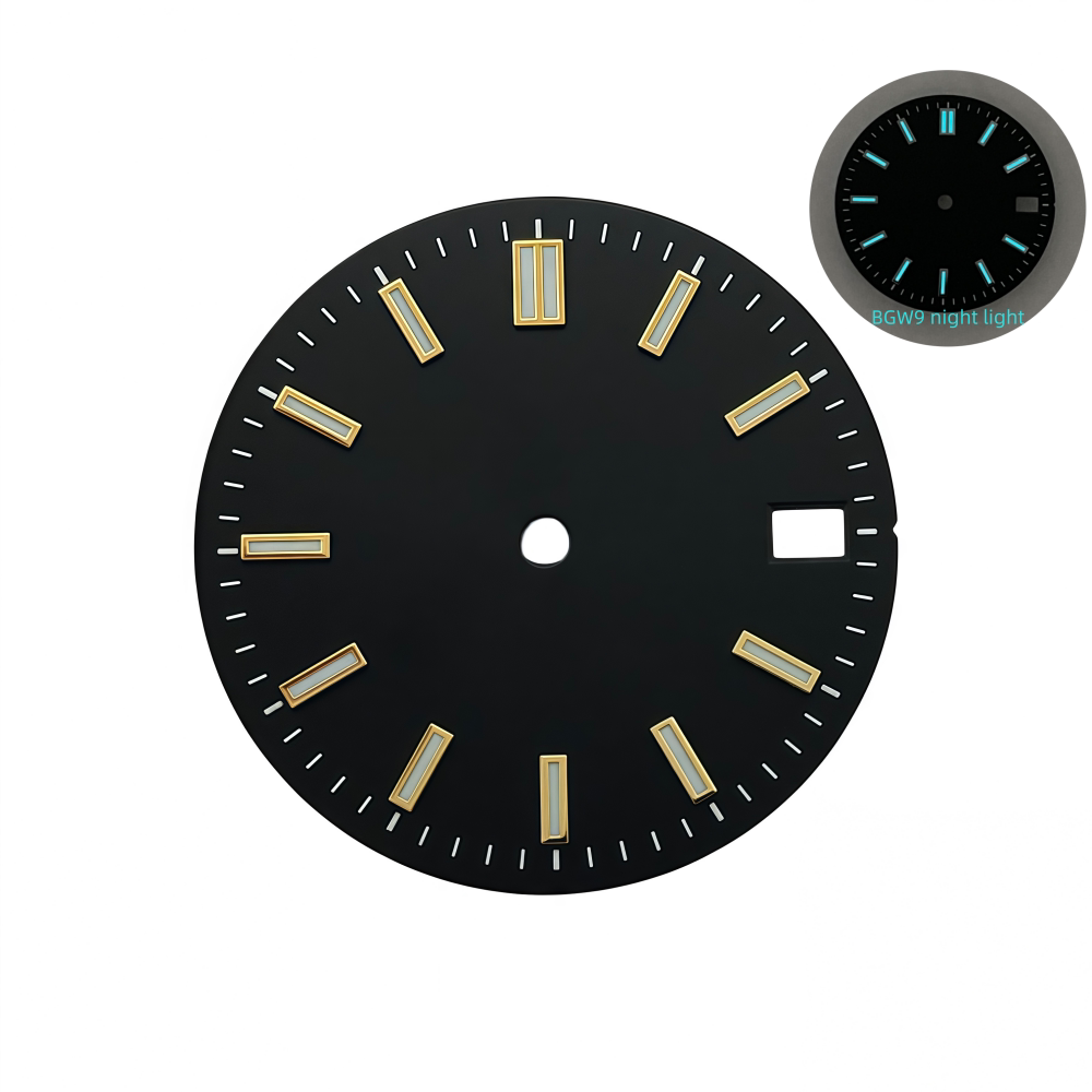 28.5mm NH35 Dial Log Marker Sunburst Surface BGW9 Luminous Dial blue