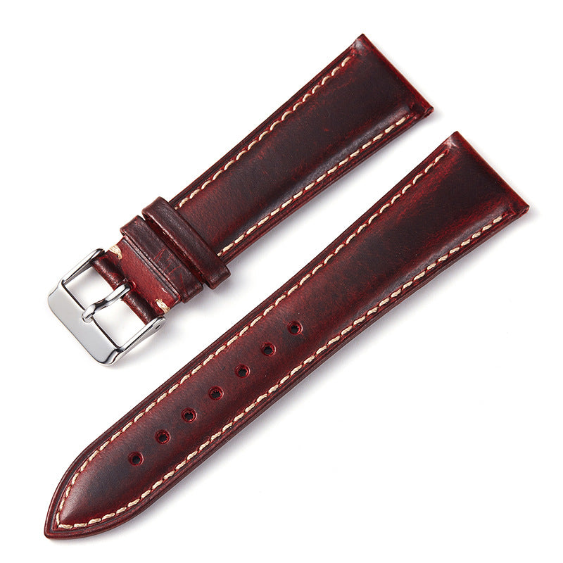 High Quality Vintage Oil Wax Leather Watch Strap Cowhide Watchband 18mm 19mm 20mm 21mm 22mm