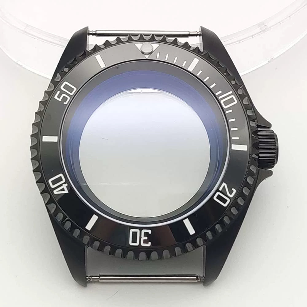 42MM Pvd Black Submariner Watch case Diver Mod Accessary Double Domed sapphire for NH35 34 36 38 etc 10Bar