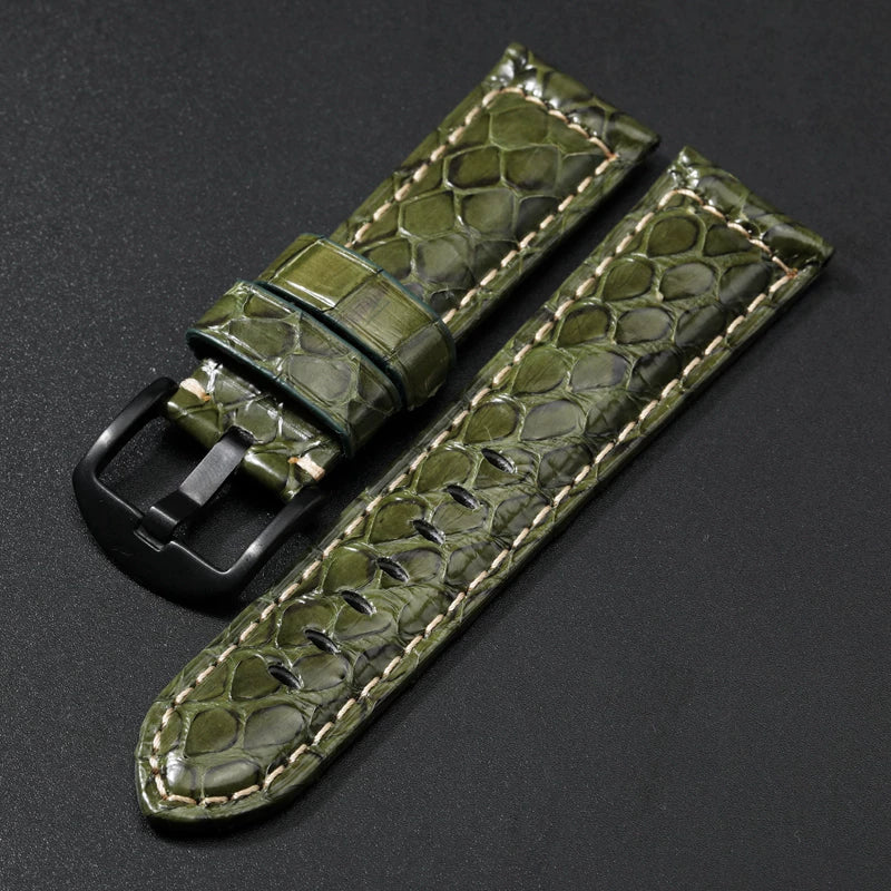 Handmade Snake Leather Strap Skin 20mm 22 24 26MM Textured Genuine Leather band