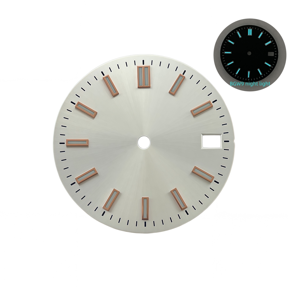 28.5mm NH35 Dial Log Marker Sunburst Surface BGW9 Luminous Dial blue
