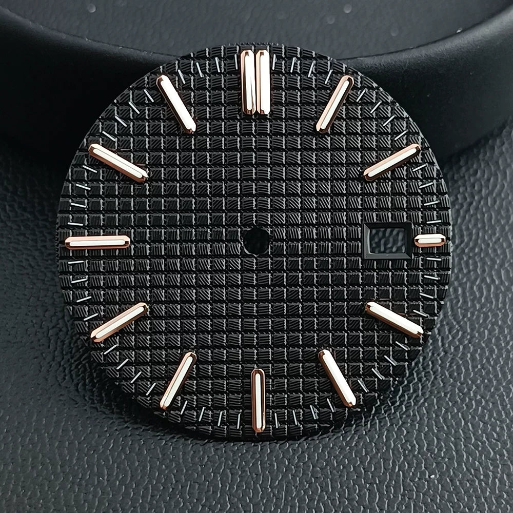 31.8mm Waffle Watch Dial no logo Sterile Green luminous for NH35/NH36 custom logo Available Prx