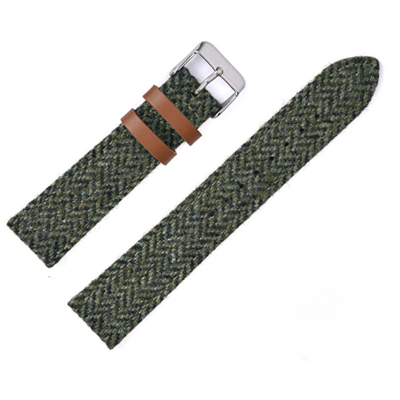 British retro Harris tweed leather strap for pilot watches 18/20/22/mm