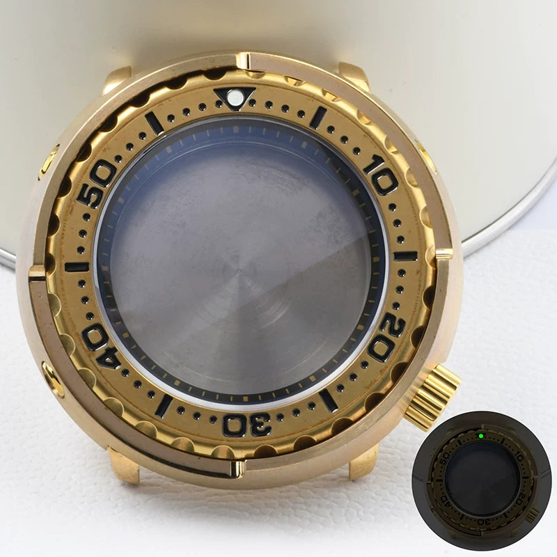 47mm Aluminum bronze tuna can Watch case suitable for TMI NH35A movement 4.2 crown