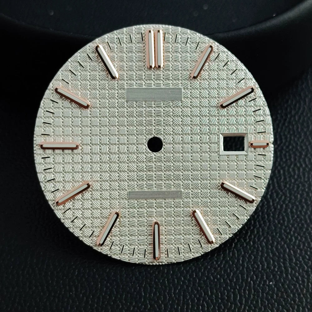 31.8mm Waffle Watch Dial no logo Sterile Green luminous for NH35/NH36 custom logo Available Prx