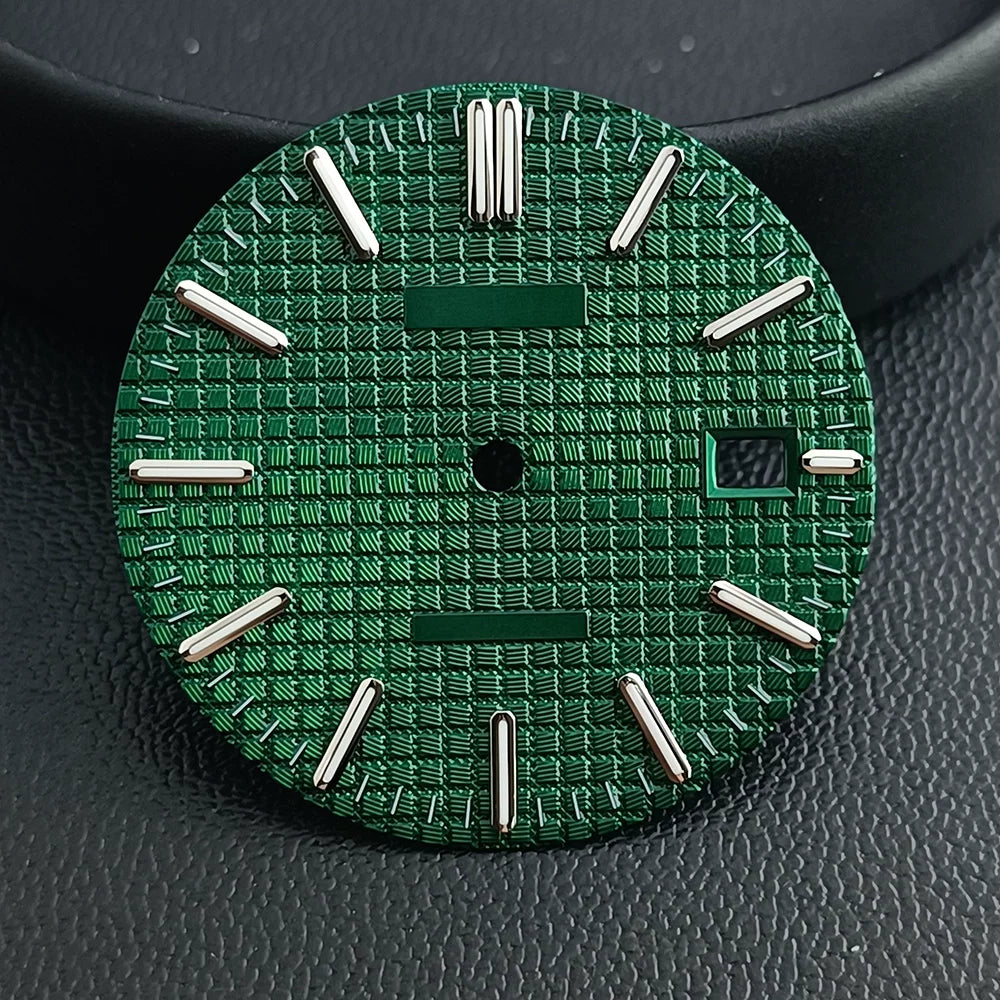 31.8mm Waffle Watch Dial no logo Sterile Green luminous for NH35/NH36 custom logo Available Prx