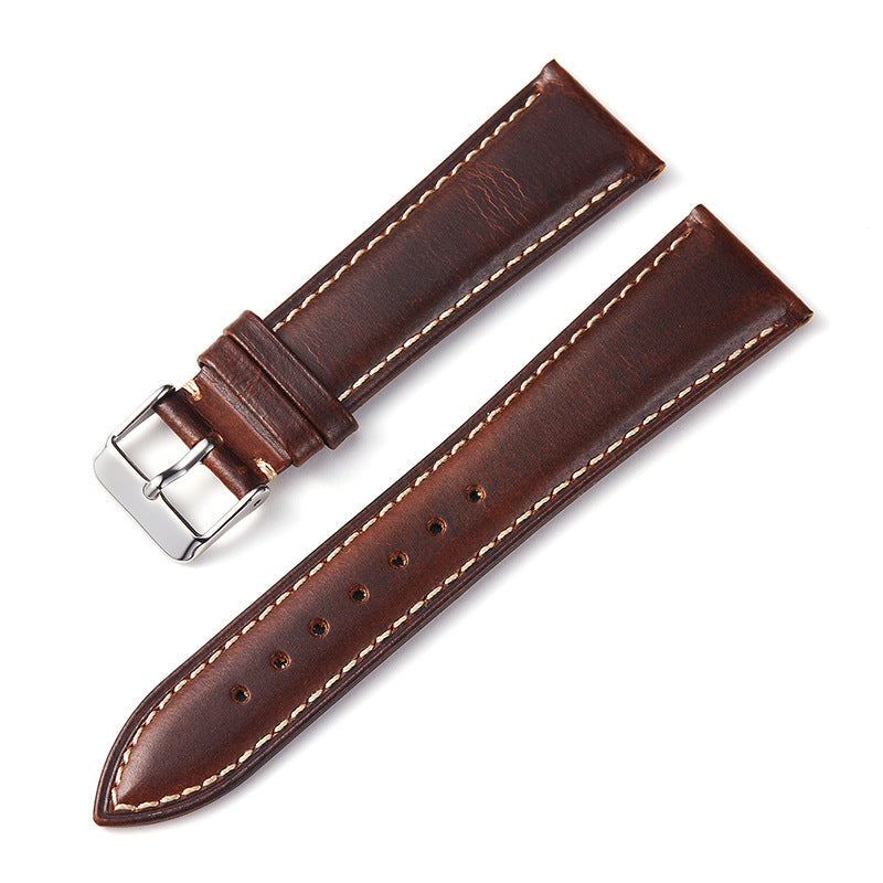 High Quality Vintage Oil Wax Leather Watch Strap Cowhide Watchband 18mm 19mm 20mm 21mm 22mm