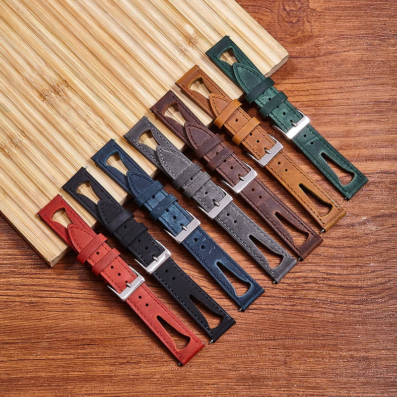 Hollow Summer Leather Strap Crazy Horse Universal 20/21/22/24MM