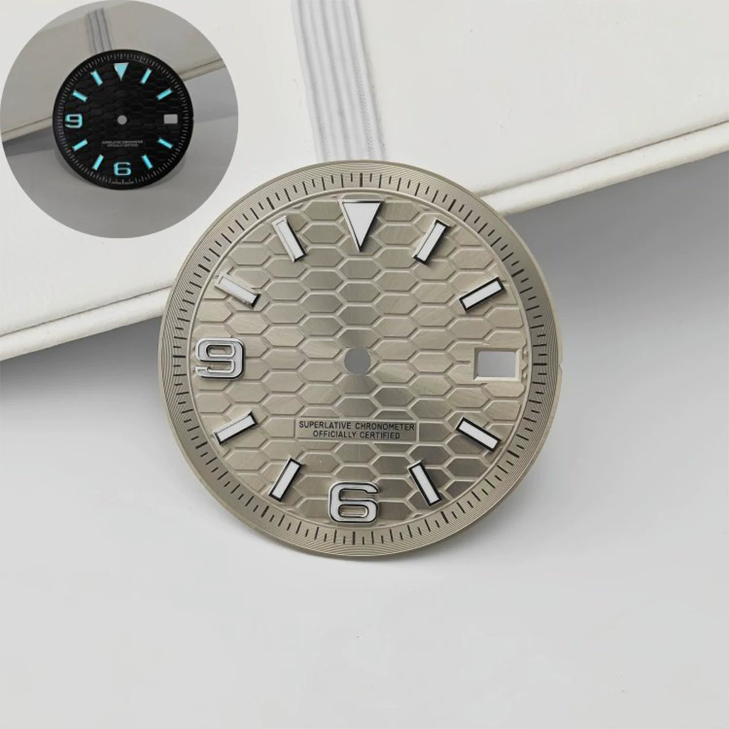 31mm / 29mm Land-Dweller Dial honey comb texture for Nh35 movement green luminous with hands