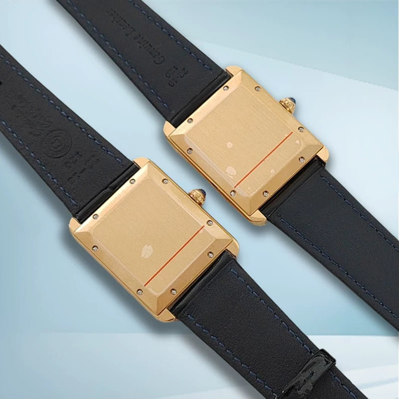 Tank Watch 31mm square retro women's watch stainless steel quartz VJ24 3ATM Mineral Silver Gold
