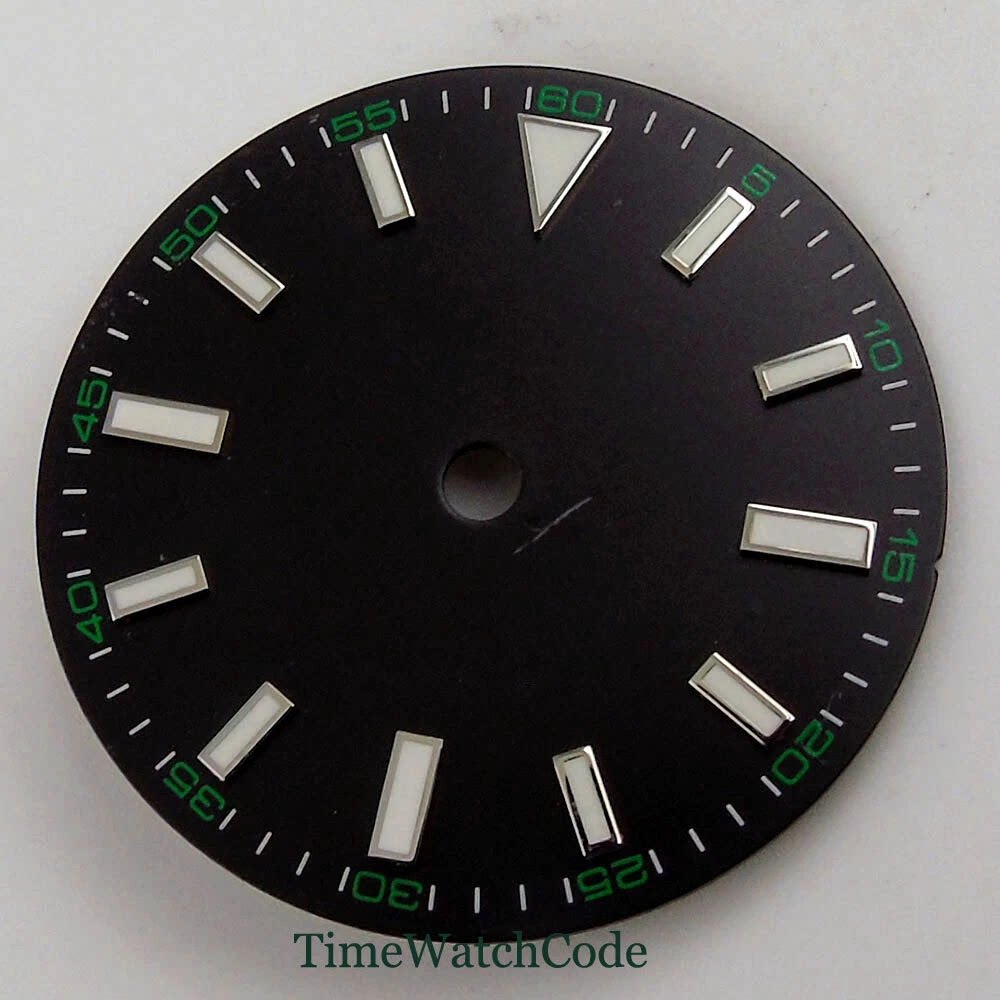 Sterile 29mm Watch Dial ETA2824 PT5000 NH35 Calendar Window Accessories Green Luminous 60 number