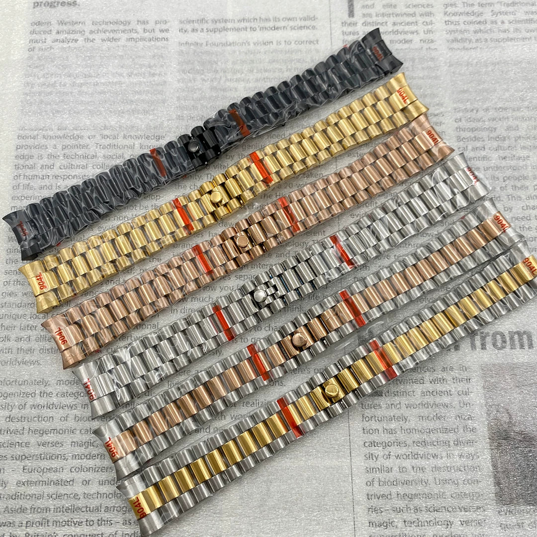 20MM presidential Bracelet strap invisible buckle silver black gold rose gold two tone etc solid stainless steel folding watch band for submriner yacht master datejust explorer