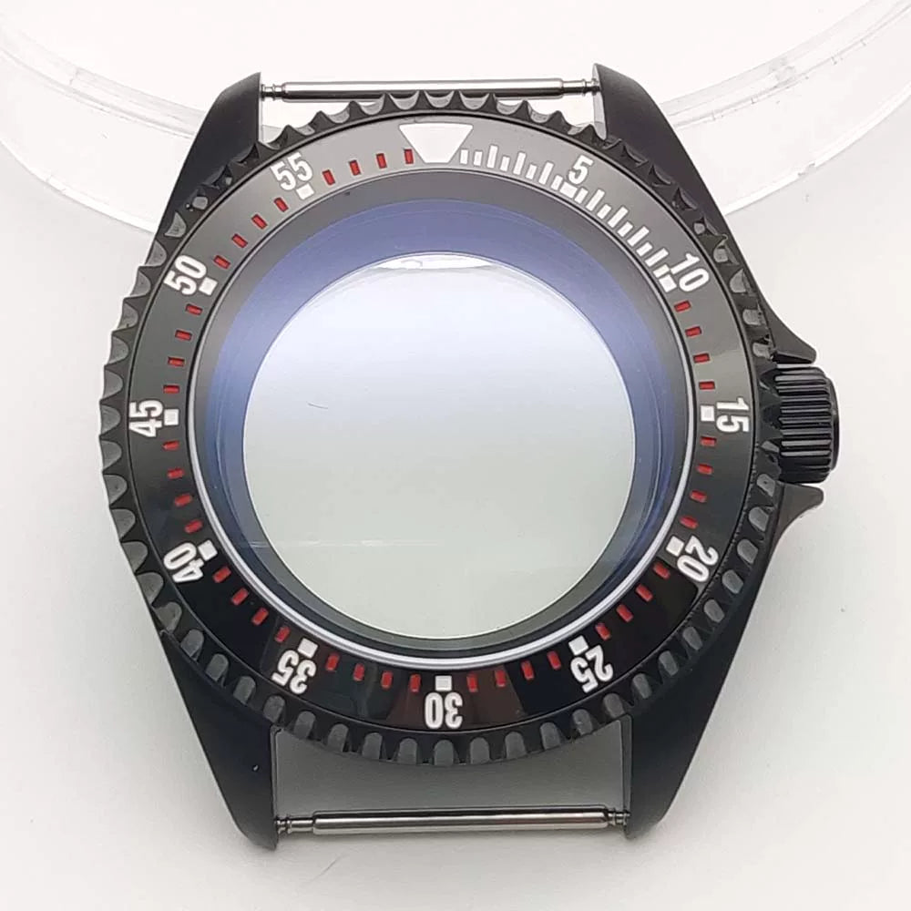 42MM Pvd Black Submariner Watch case Diver Mod Accessary Double Domed sapphire for NH35 34 36 38 etc 10Bar