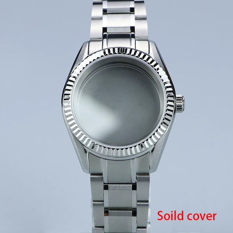 Premium 38.0mm GS Modified Case Fluted NH35 Case 316L Stainless Steel Suitable for NH35/NH34 Movement Sapphire Glass