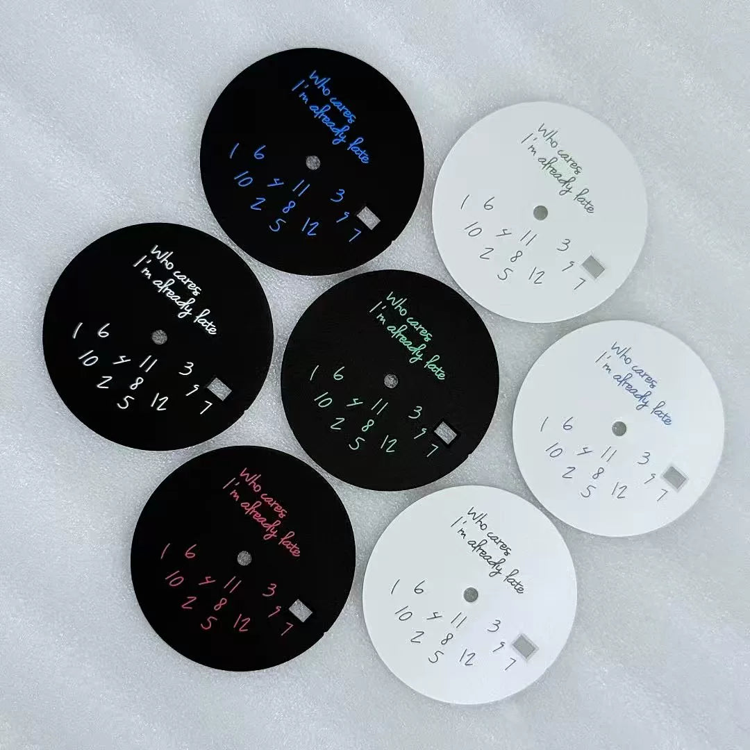 30.5mm / 31.8mm Dial Who Cares I am already late watch modification accessories for NH35/36/34 movements