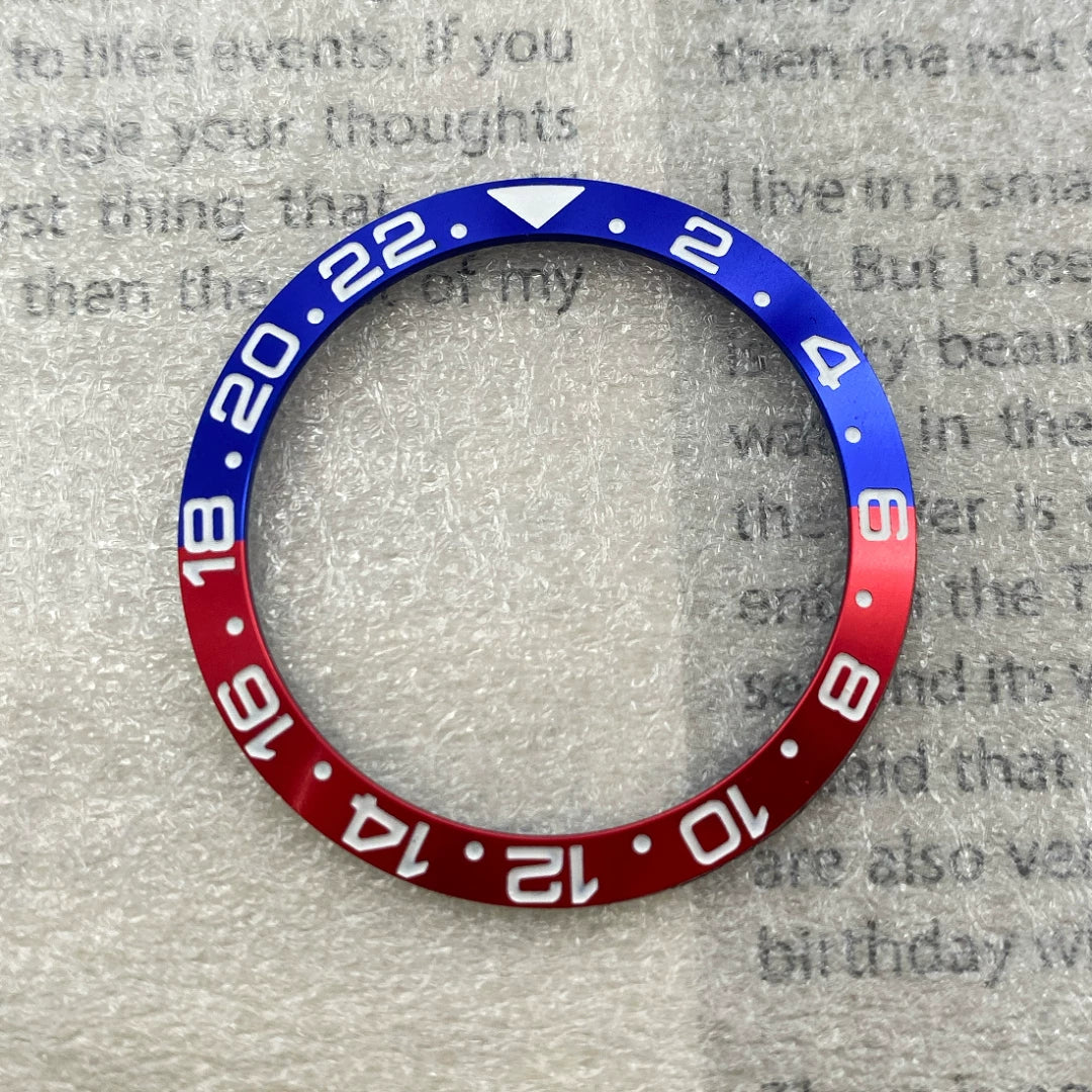 GMT Bezel Insert aluminum bezel 38mm x 30.6mm for GMT MASTER etc case pepsi