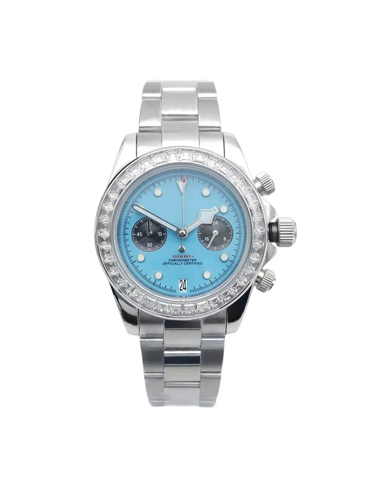 39mm VK64 Chronograph watches Stainless Steel Quartz Two Eyes black bay Chrono mod Business Sapphire