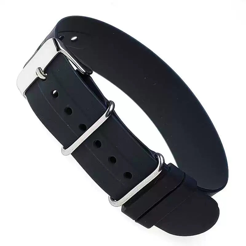 Nato Silicone Strap One piece ZULU Loop 18/20/22 MM Soft Thin High Tensile Elastic 275mm Rubber band