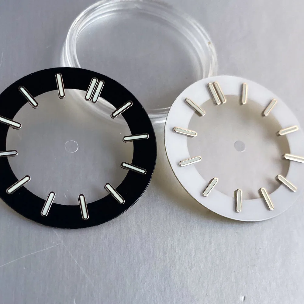 29MM skeleton watch dial Transparent fits NH35 NH38 NH70 NH71 NH72 green luminous nails