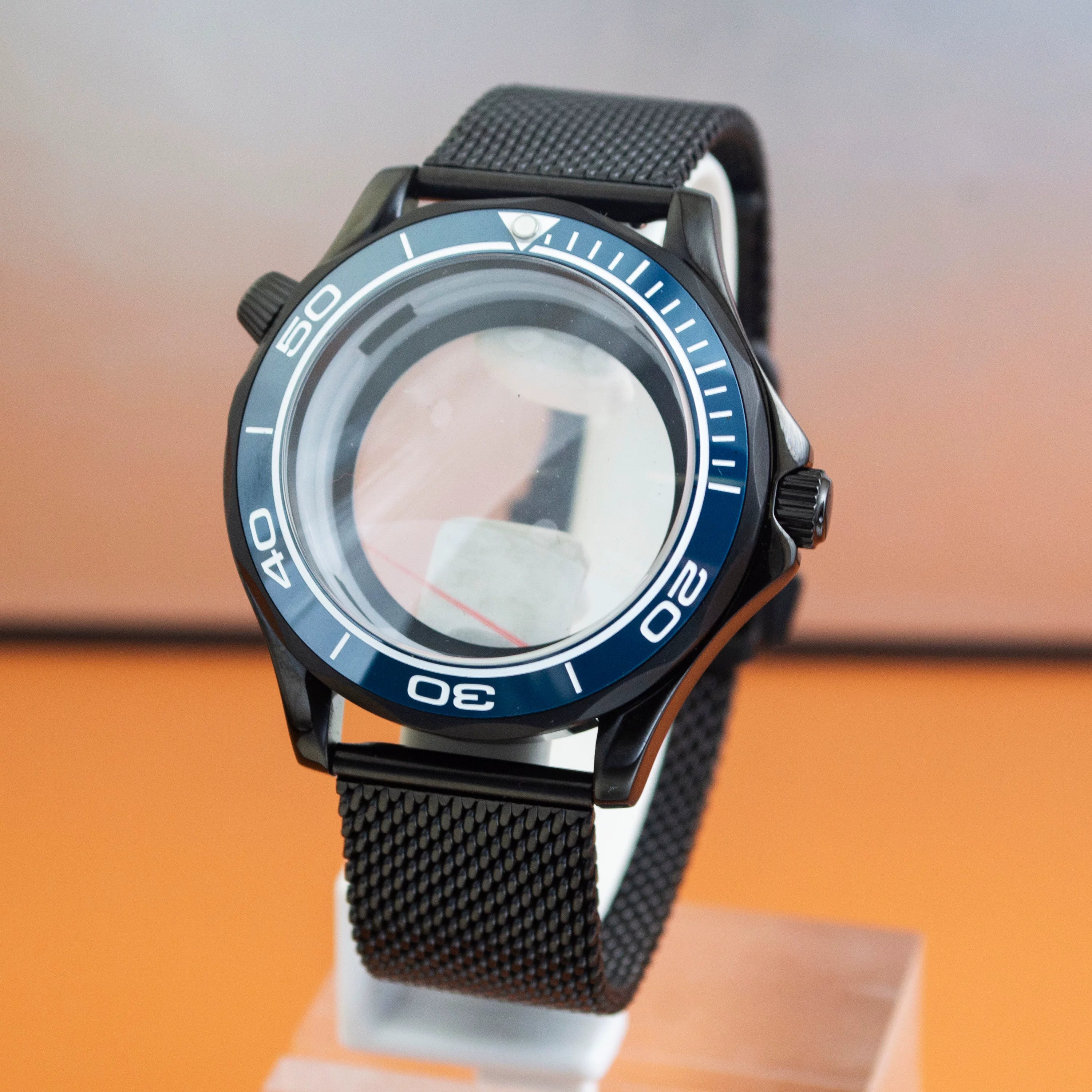 Black Seamaster 300 Case 41mm Sapphire for NH35/NH36 10ATM