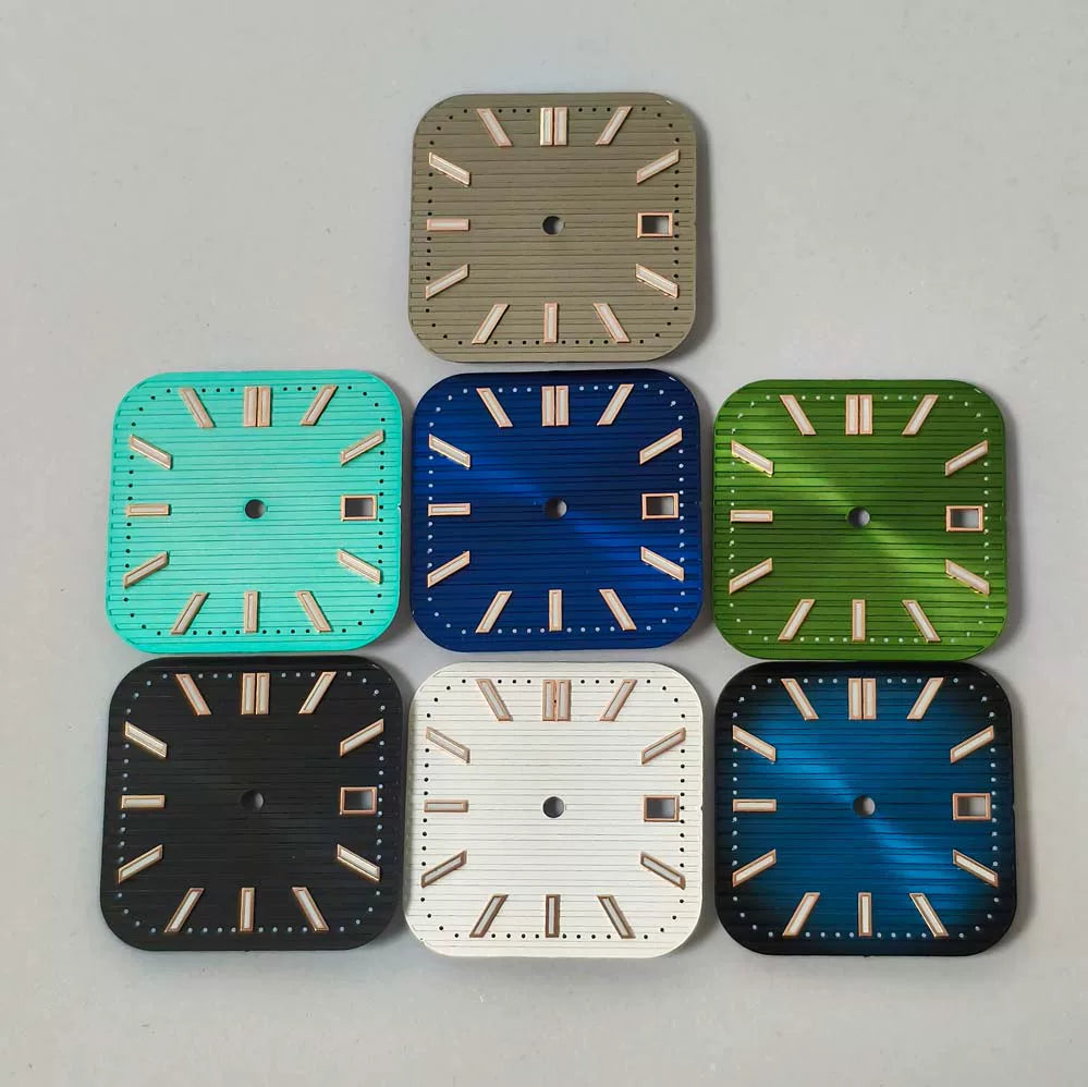 Green luminous 29.5MM Cubitus Dial square + watch hand fits Japanese NH35 movement