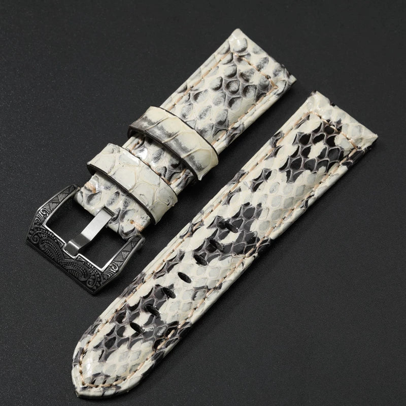 Handmade Snake Leather Strap Skin 20mm 22 24 26MM Textured Genuine Leather band