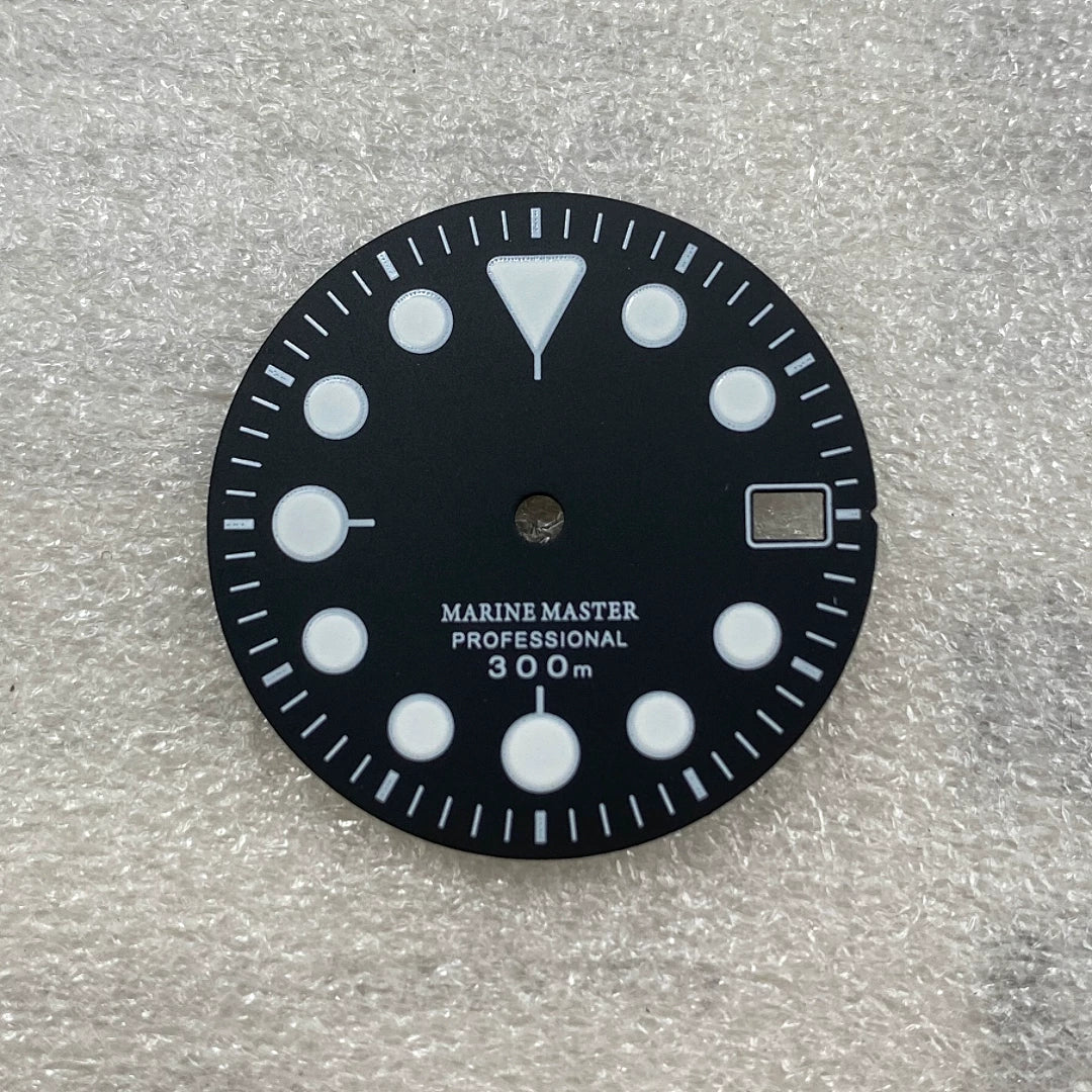 28.5MM SKX007 dial Marine Master round nail green luminous surface suitable for NH35 movement