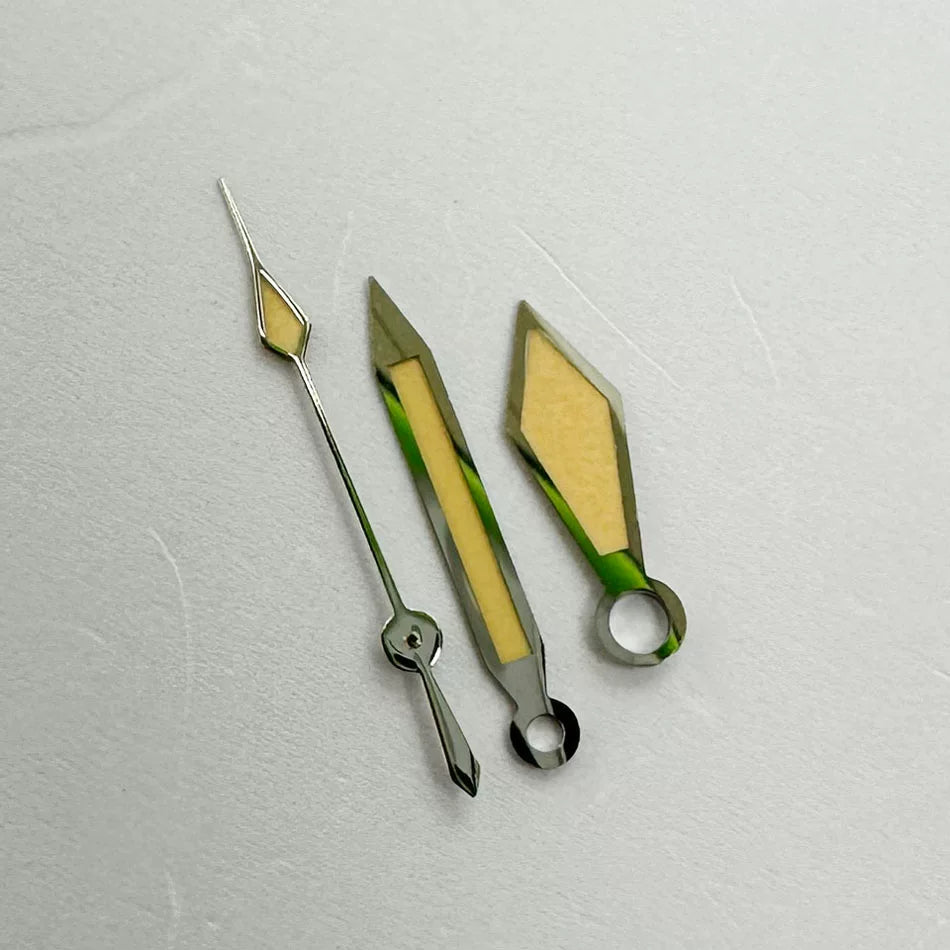 Three-pin diamond hand Watch accessories retro watch hand green luminous light, suitable for NH35/36 movement